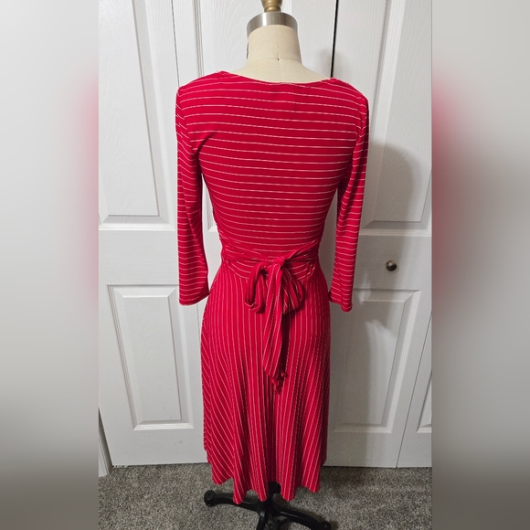 Red Belted Dress With White Stripes, Size XS, B Moss Clothing Company, EUC - Picture 2 of 16